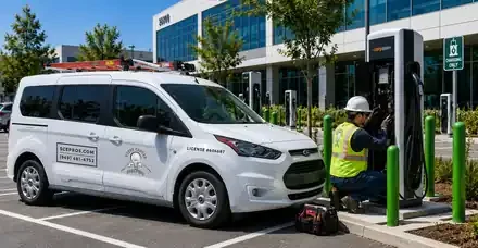 Workplace EV charging installation — illustration.